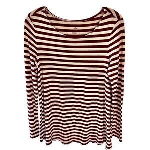 Womens GAP Long Sleeve T-Shirt FAVORITE Tee Burgundy Stripe Sz Small